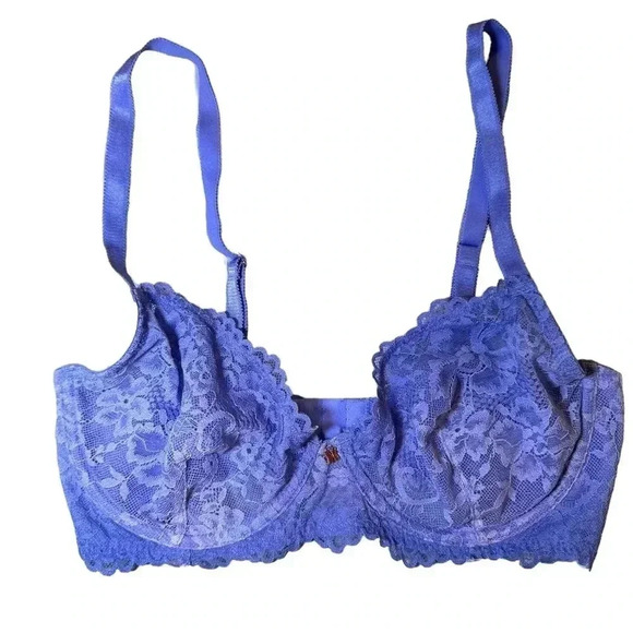 Savage x Fenty Bra 34D Lingerie Rhianna Blue Periwinkle Ombré Lace Underwire - Picture 1 of 8